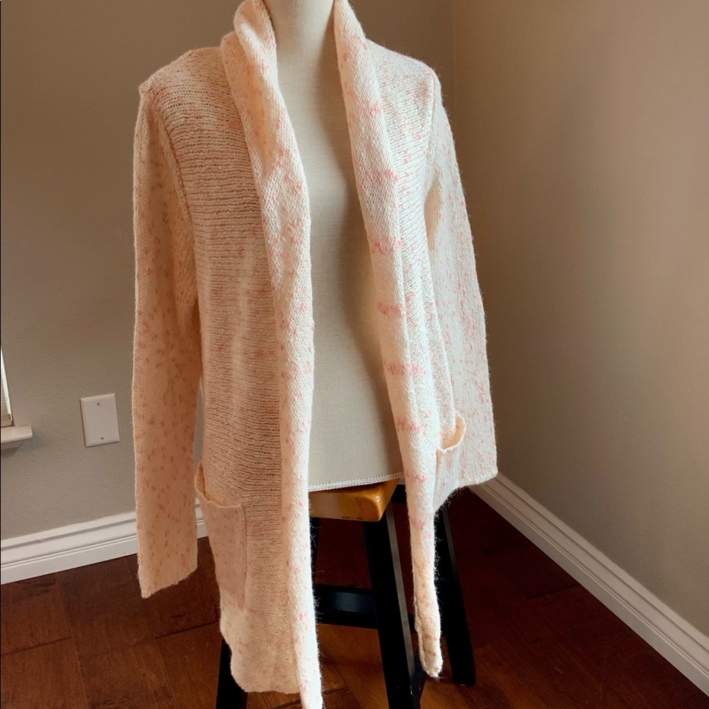 Ivory and pink H&M open cardigan
